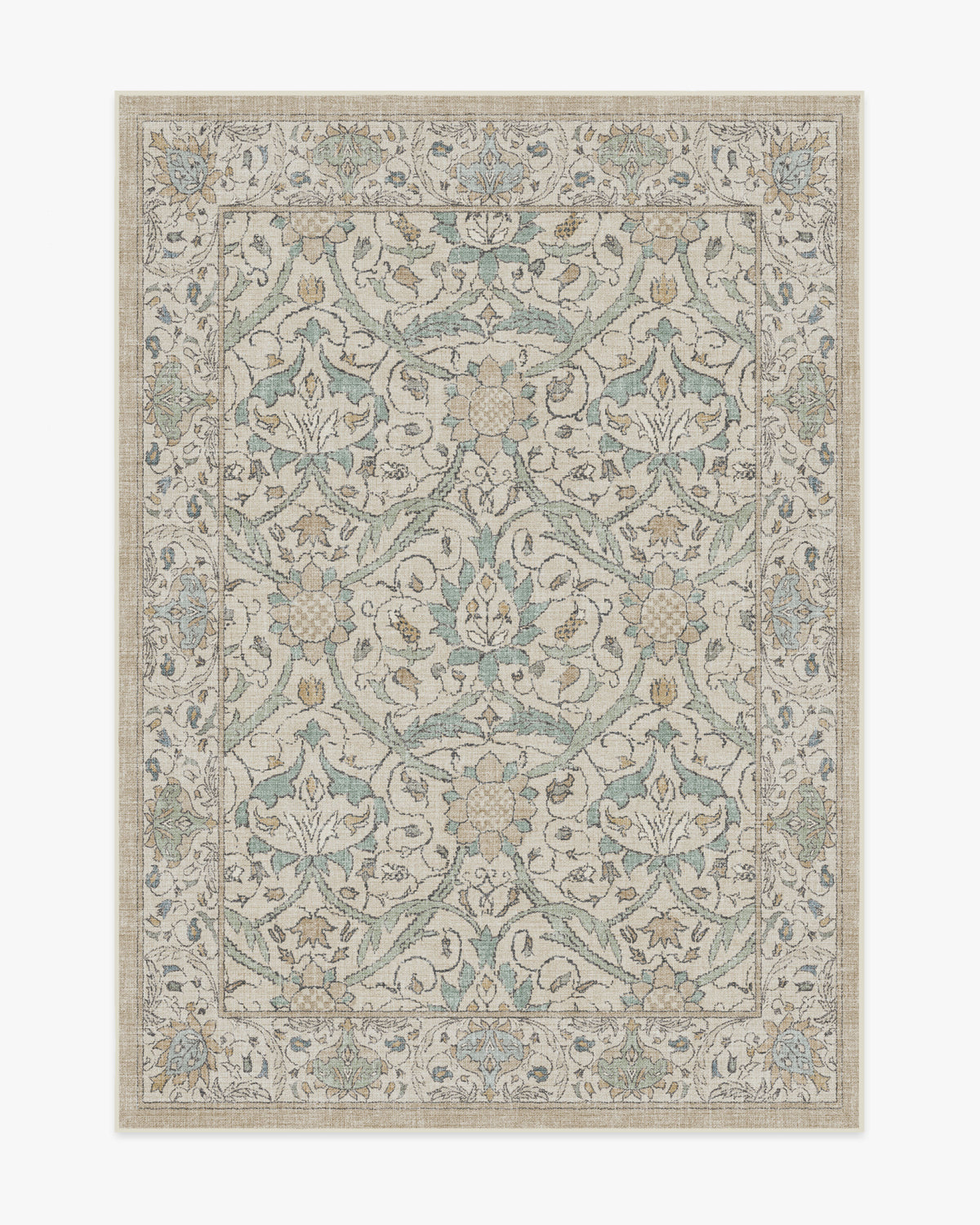 Morris And Co Montreal — Halı, Doğal Yeşim, AREA, beyaz zemin, 5x7