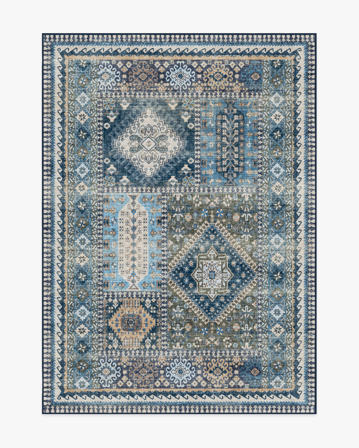 Rumi — Halı, Mavi, AREA, beyaz zemin, 5x7