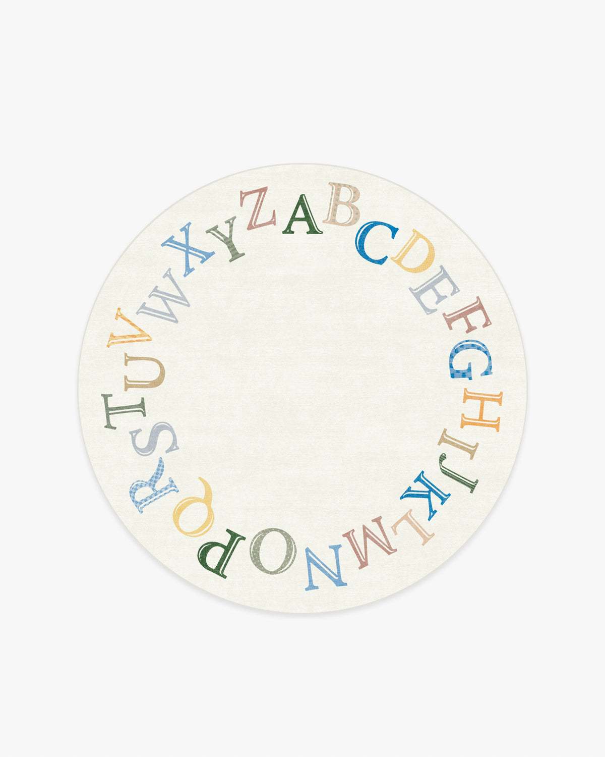 Easy As Abc — Halı, Çok Renkli, ROUND, beyaz zemin, 6R