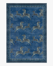 Zebras — Halı, Mavi, AREA, beyaz zemin, 6x9
