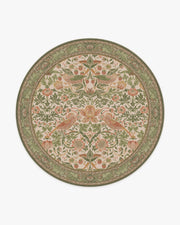 Morris And Co Strawberry Thief — Halı, Adaçayı Gül, ROUND, beyaz zemin, 8R