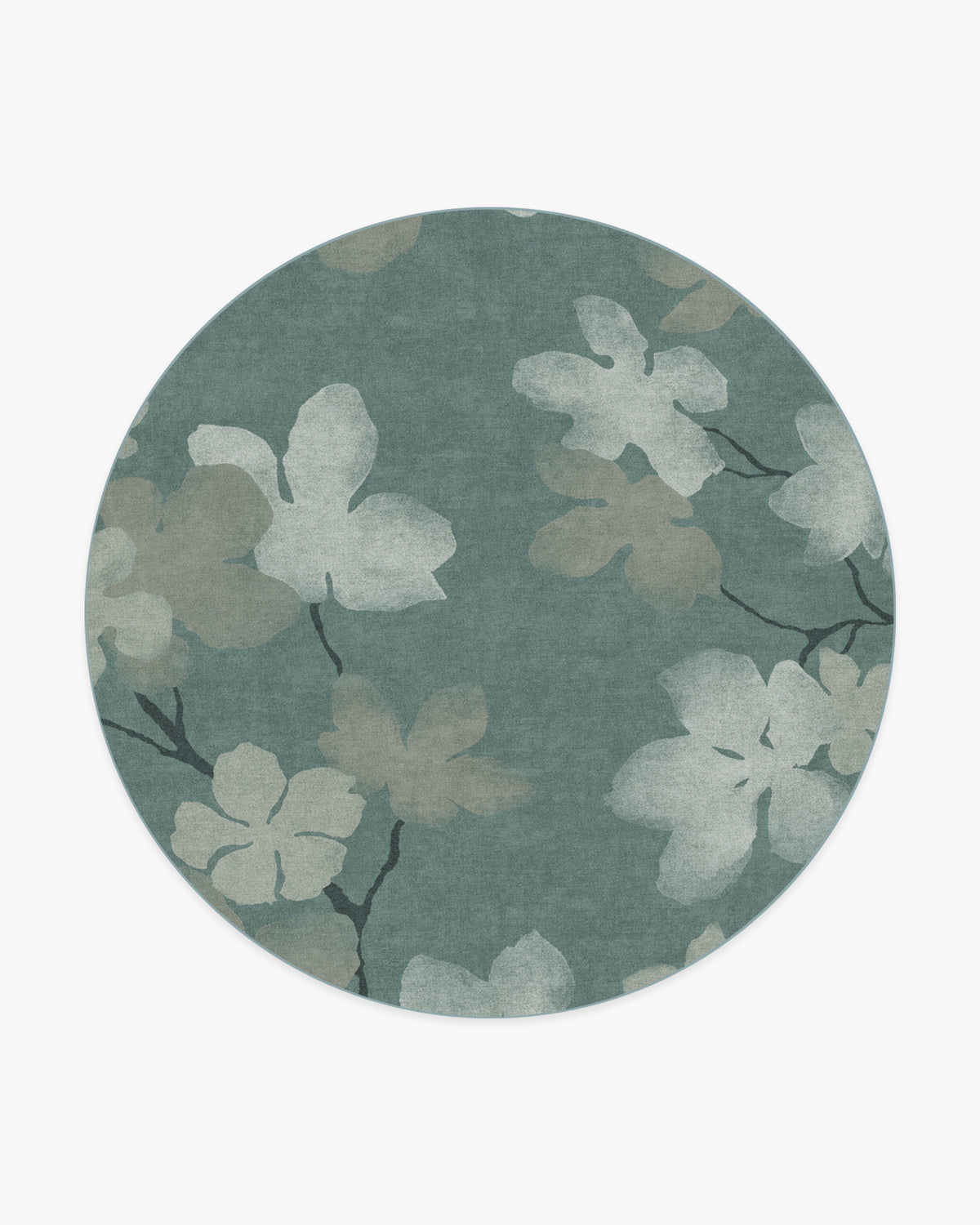Magnolia — Halı, Turkuaz, ROUND, beyaz zemin, 8R