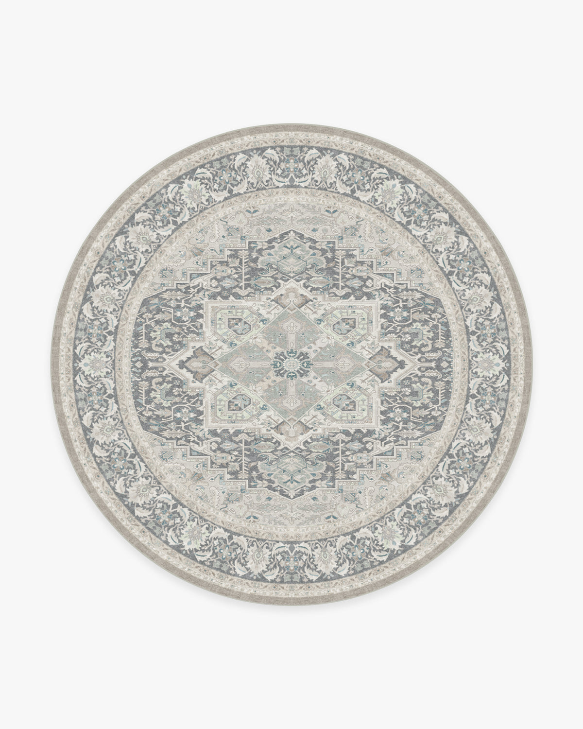 Hendesi Heriz — Halı, Abalone, ROUND, beyaz zemin, 8R