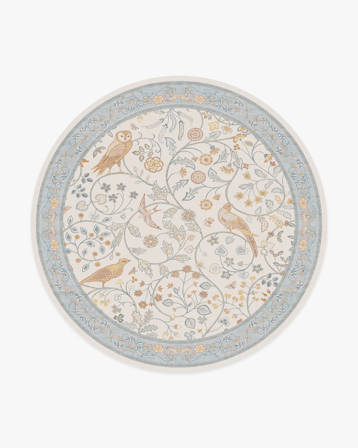 Morris And Co Newill — Halı, Fildişi Mavisi, ROUND, beyaz zemin, 8R