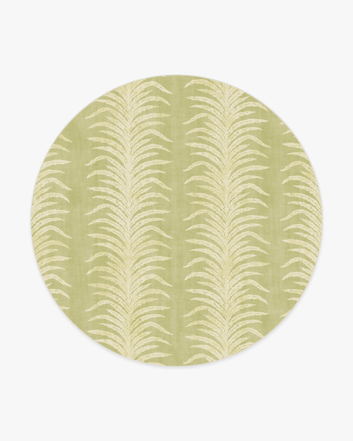 Tree Fern Matcha — Halı, Yeşil, ROUND, beyaz zemin, 8R