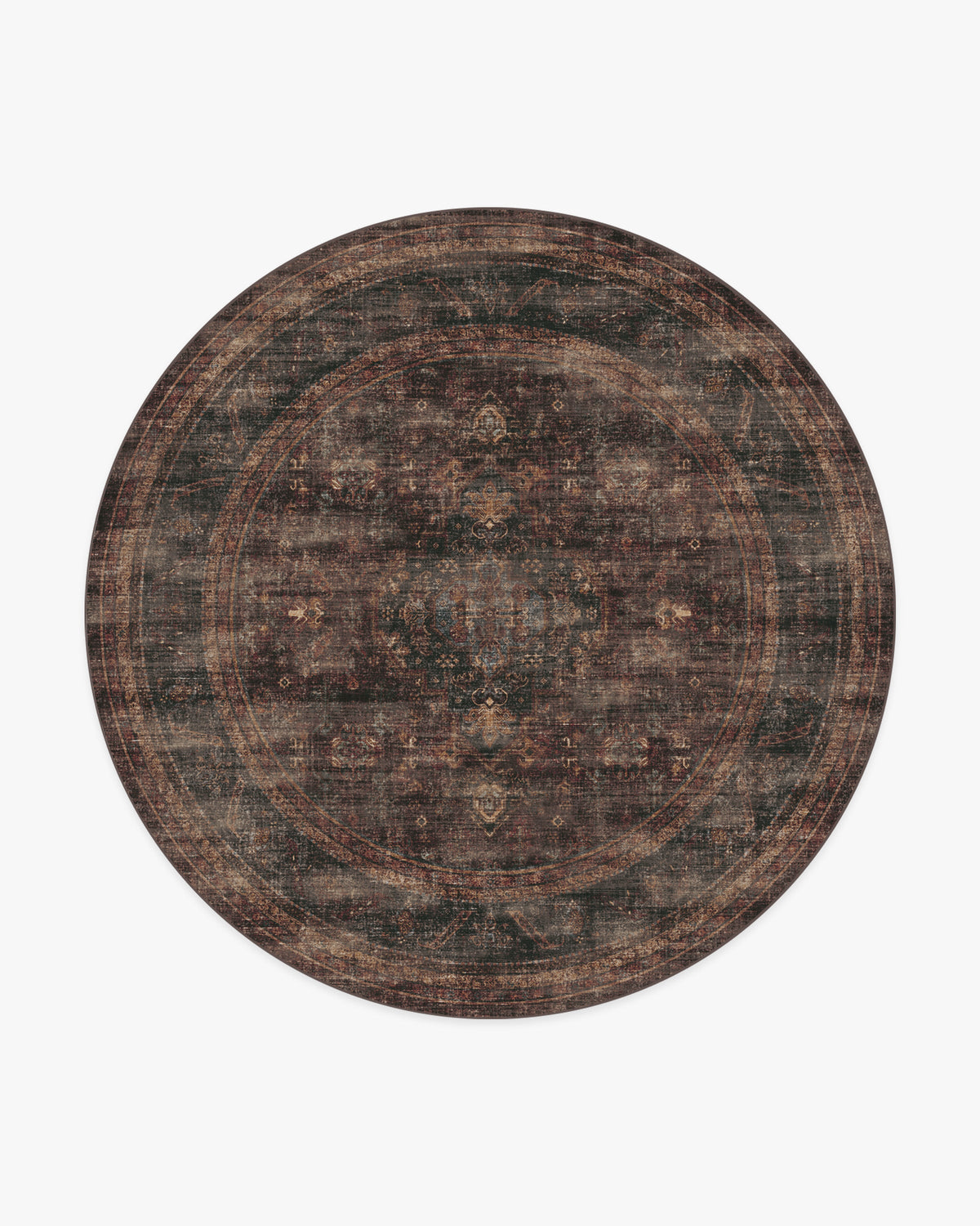 Rowan — Halı, Bordeaux Kahverengi, ROUND, beyaz zemin, 8R