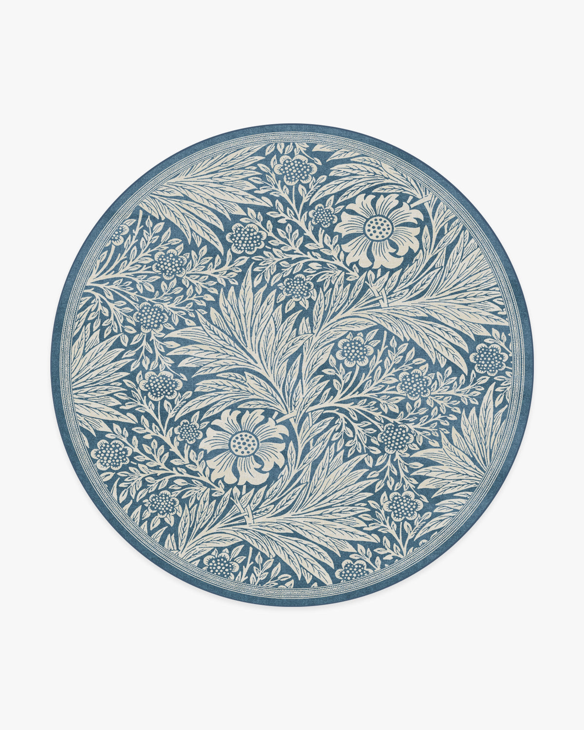 Morris And Co Marigold — Halı, Mavi, ROUND, beyaz zemin, 8R