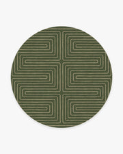 Labyrinth — Halı, Fern Yeşil, ROUND, beyaz zemin, 8R