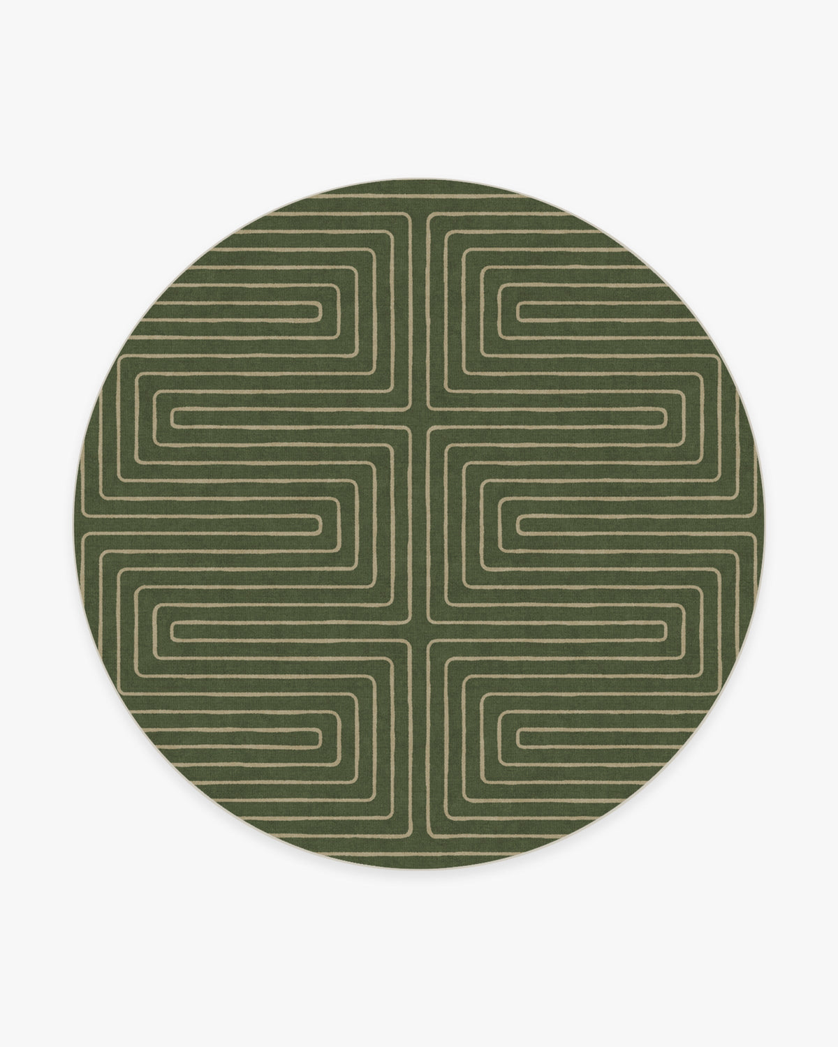 Labyrinth — Halı, Fern Yeşil, ROUND, beyaz zemin, 8R