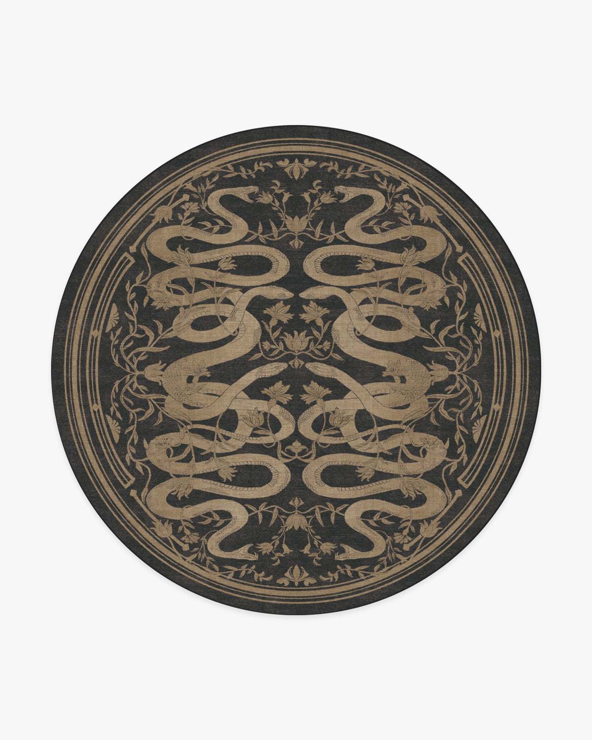Sumaya — Halı, Yumuşak Siyah, ROUND, beyaz zemin, 8R