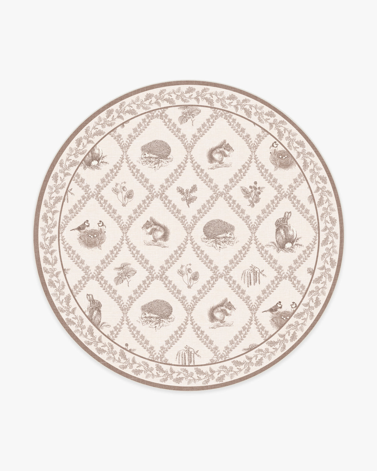 Squirrel Hedgehog — Halı, Fawn, ROUND, beyaz zemin, 8R
