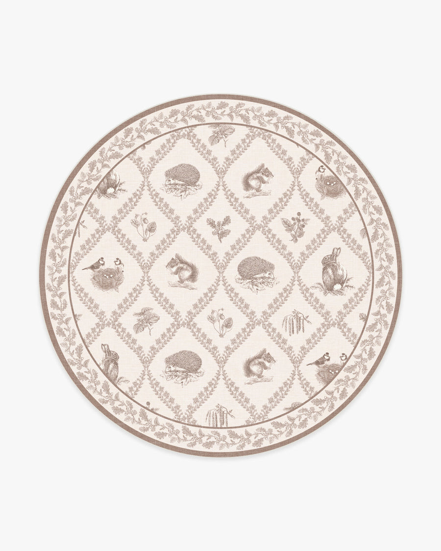 Squirrel Hedgehog — Halı, Fawn, ROUND, beyaz zemin, 8R