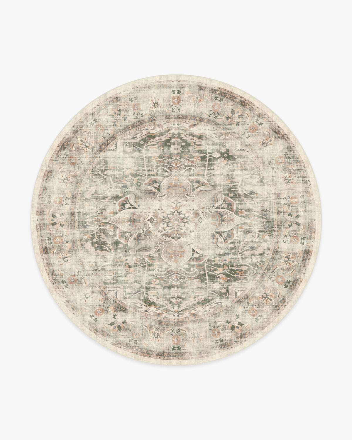 Sarrah — Halı, Adaçayı, ROUND, beyaz zemin, 8R
