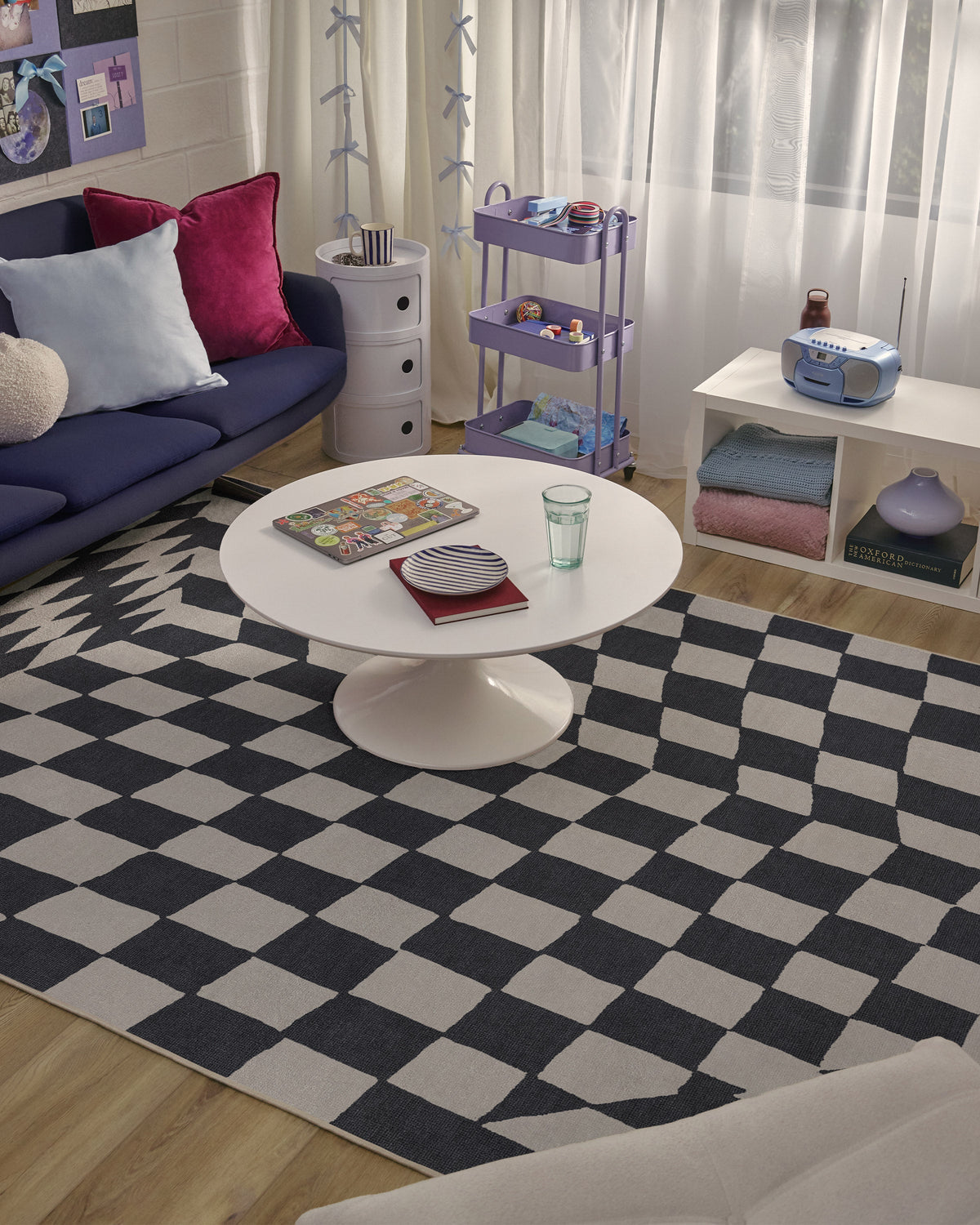 Ricardo Checkerboard — Halı, Fildişi Siyah, AREA, yaşam alanı, 6x9
