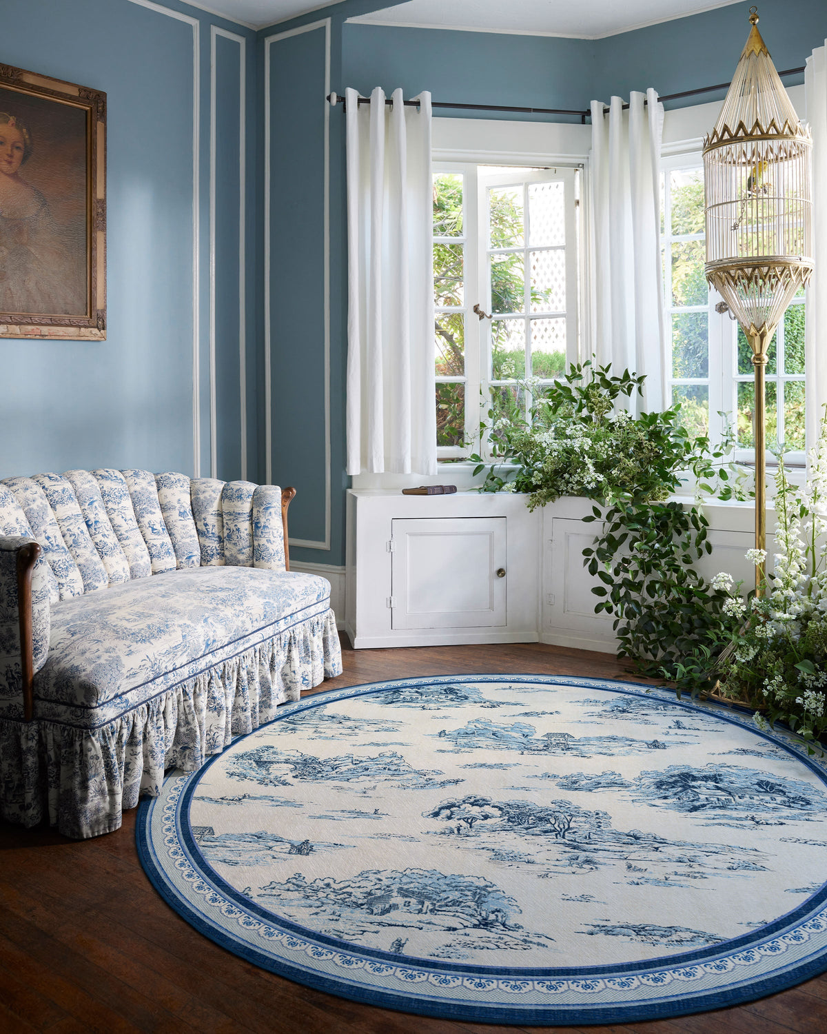 Provence Toile — Halı, Delft Mavisi, ROUND, yaşam alanı, 8R