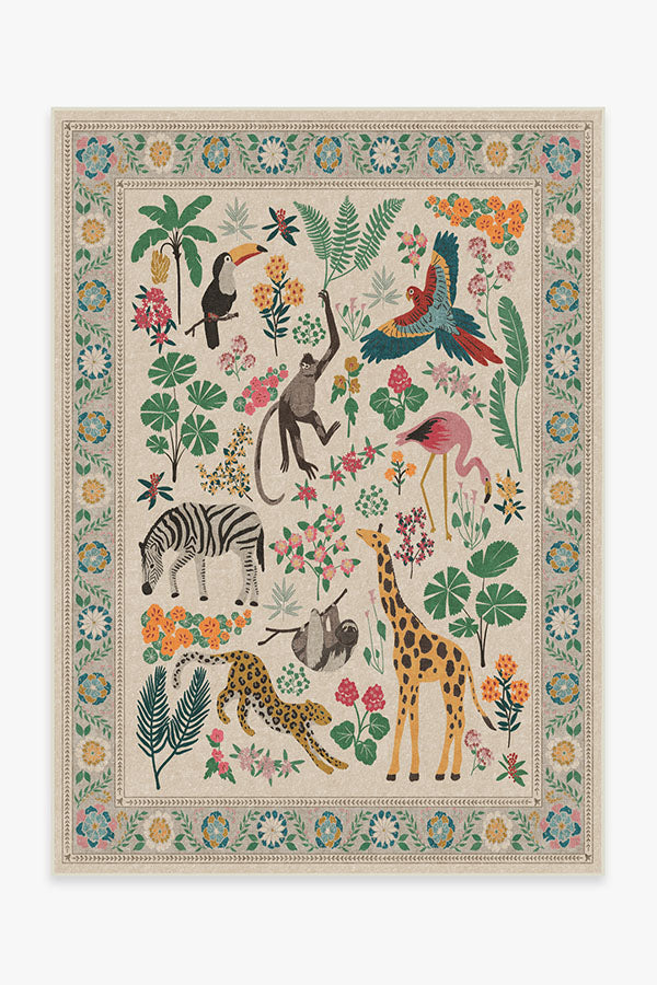 Jingle Jungle — Halı, Kahverengi, AREA, beyaz zemin, 5x7