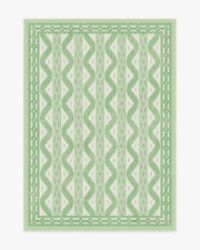 Ava Ikat — Halı, Yeşil, AREA, beyaz zemin, 5x7
