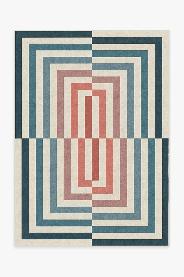 Op Art — Halı, Turkuaz, AREA, beyaz zemin, 5x7