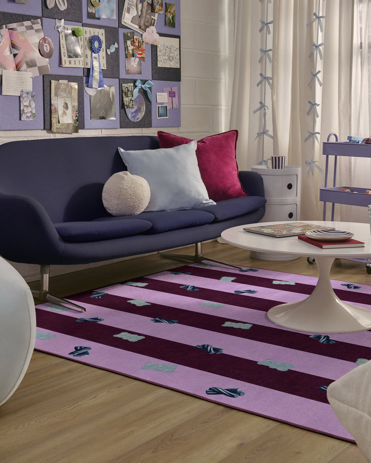 Todd Stripe Gummy — Halı, Pembe Bordo, AREA, yaşam alanı, 6x9