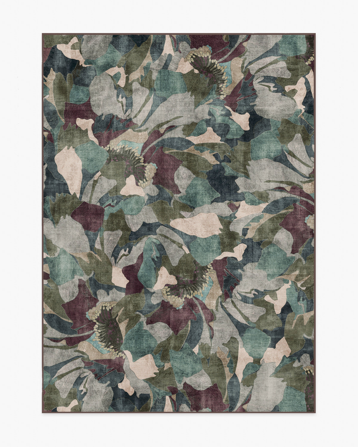 Peony Promenade — Halı, Aubergine, AREA, beyaz zemin, 5x7