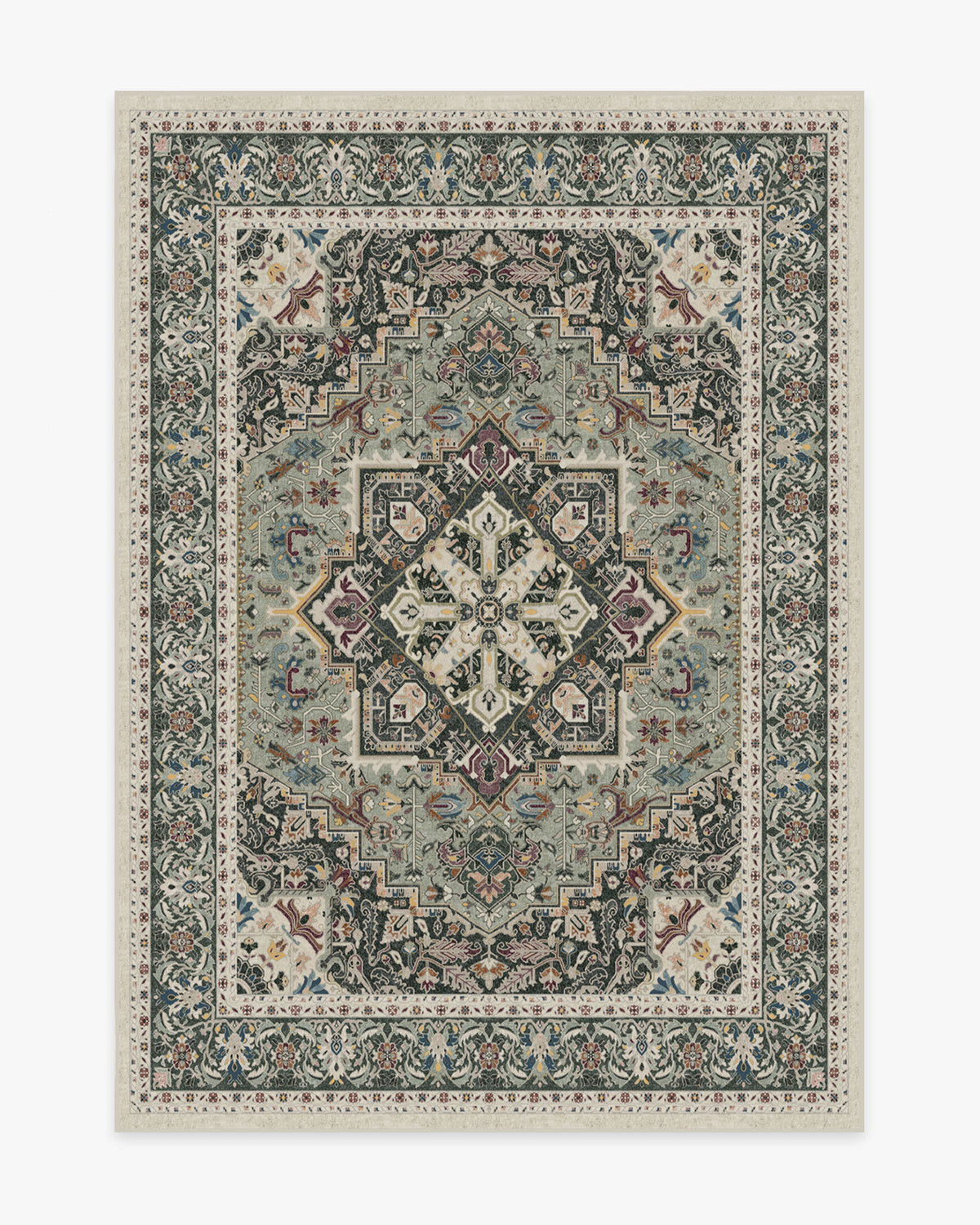 Hendesi Heriz — Halı, Adaçayı, AREA, beyaz zemin, 5x7