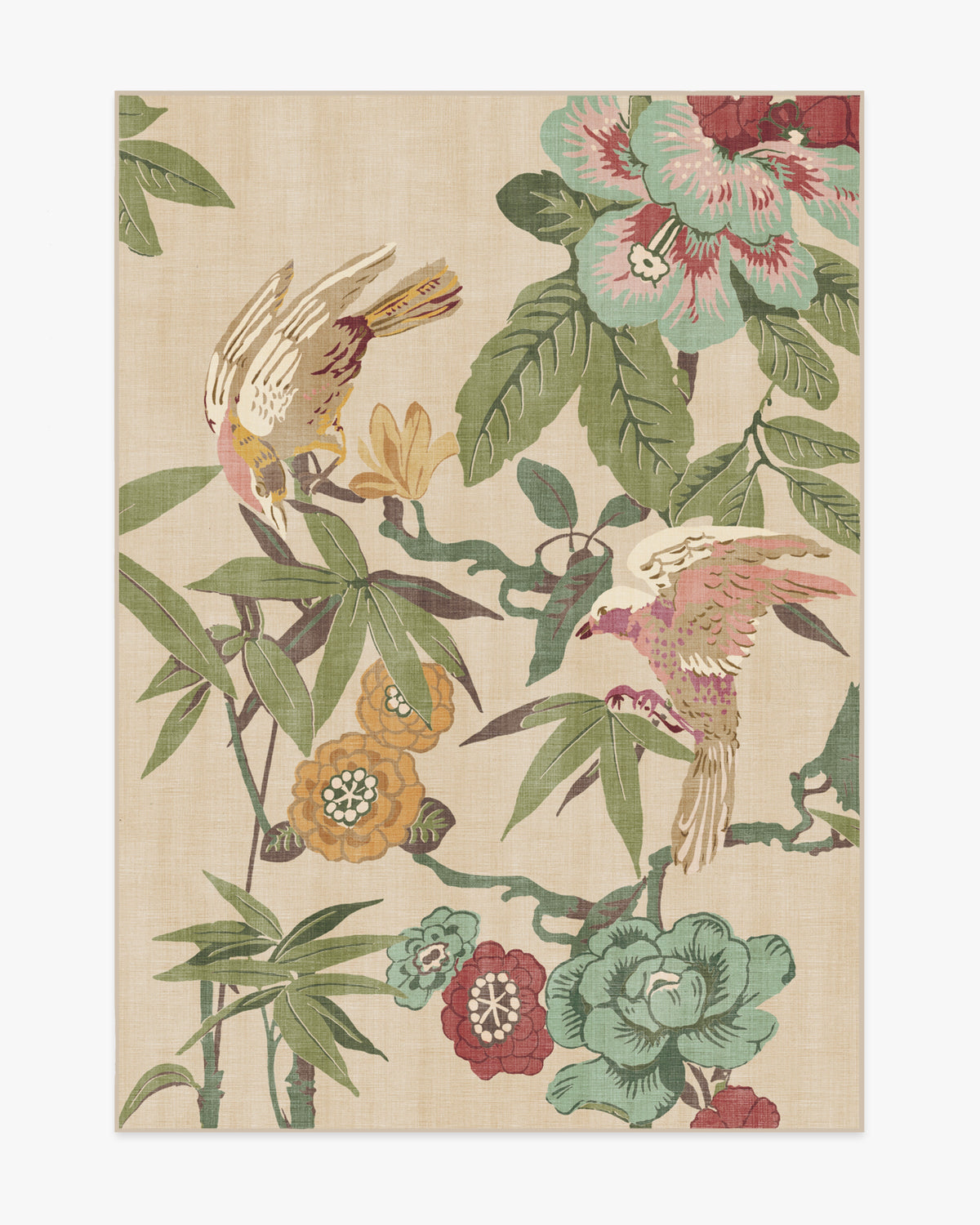 Bamboo Bird — Halı, Blush Yeşim, AREA, beyaz zemin, 5x7