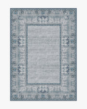 Vintage Daisy Bordered — Halı, Mavi, AREA, beyaz zemin, 5x7