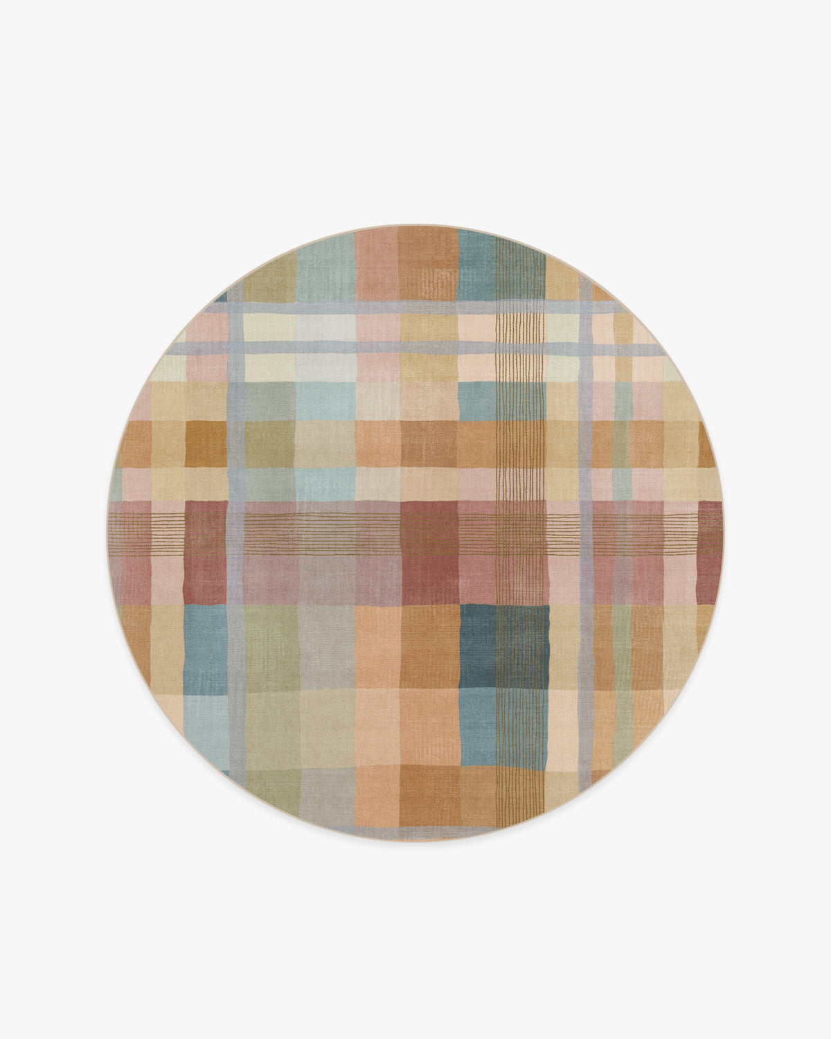 Margot Plaid — Halı, Toprak Sarısı Çok Renkli, ROUND, beyaz zemin, 6R