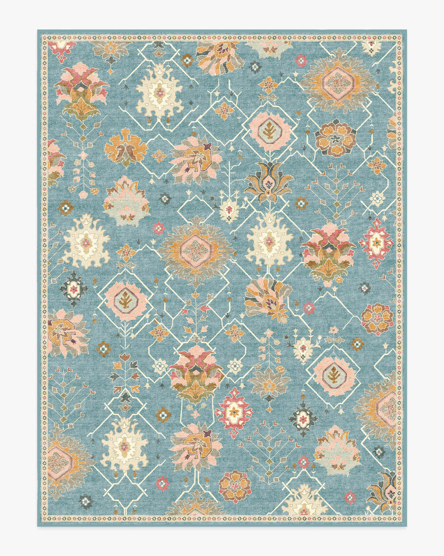 Samara — Halı, Mavi, AREA, beyaz zemin, 9x12