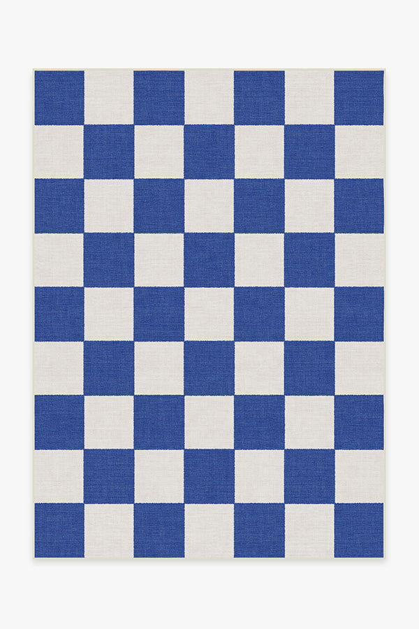 Jaque Checkered — Halı, Mavi, AREA, beyaz zemin, 5x7