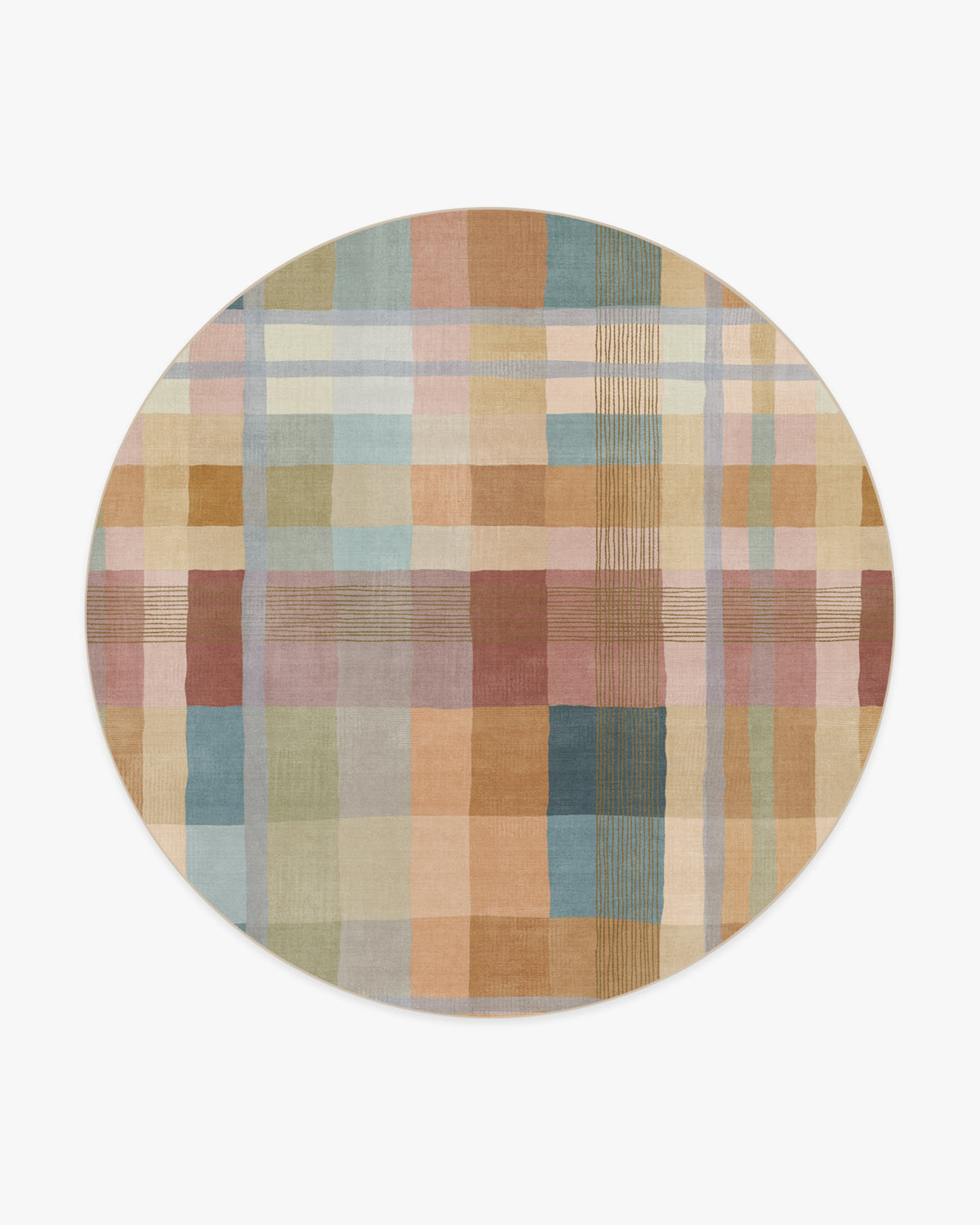 Margot Plaid — Halı, Toprak Sarısı Çok Renkli, ROUND, beyaz zemin, 8R