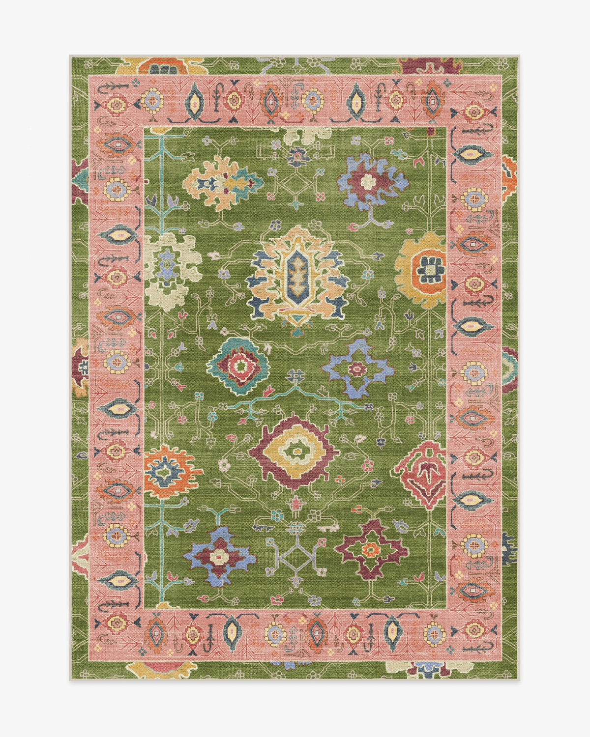 Mehr — Halı, Yeşil Soft Pembe, AREA, beyaz zemin, 5x7