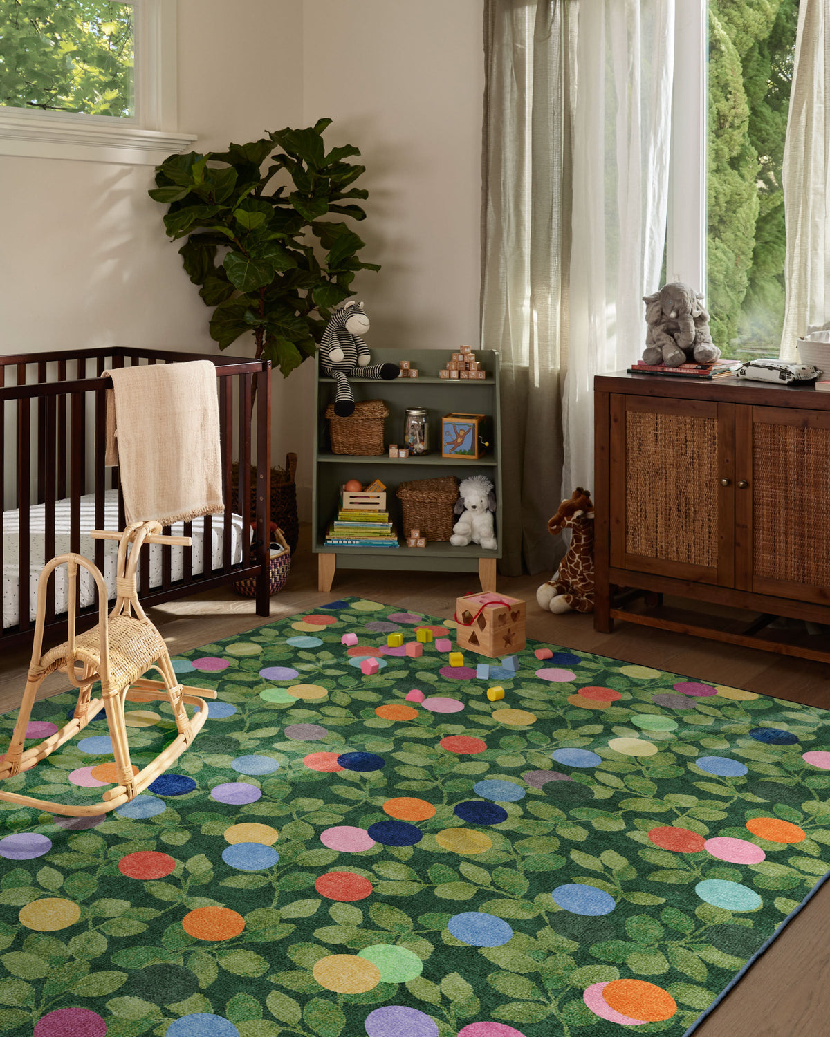 Botanical Whimsy Dots — Halı, Yeşil, AREA, yaşam alanı, 6x9