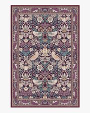 Morris And Co Strawberry Thief — Halı, Bordo, AREA, beyaz zemin, 6x9