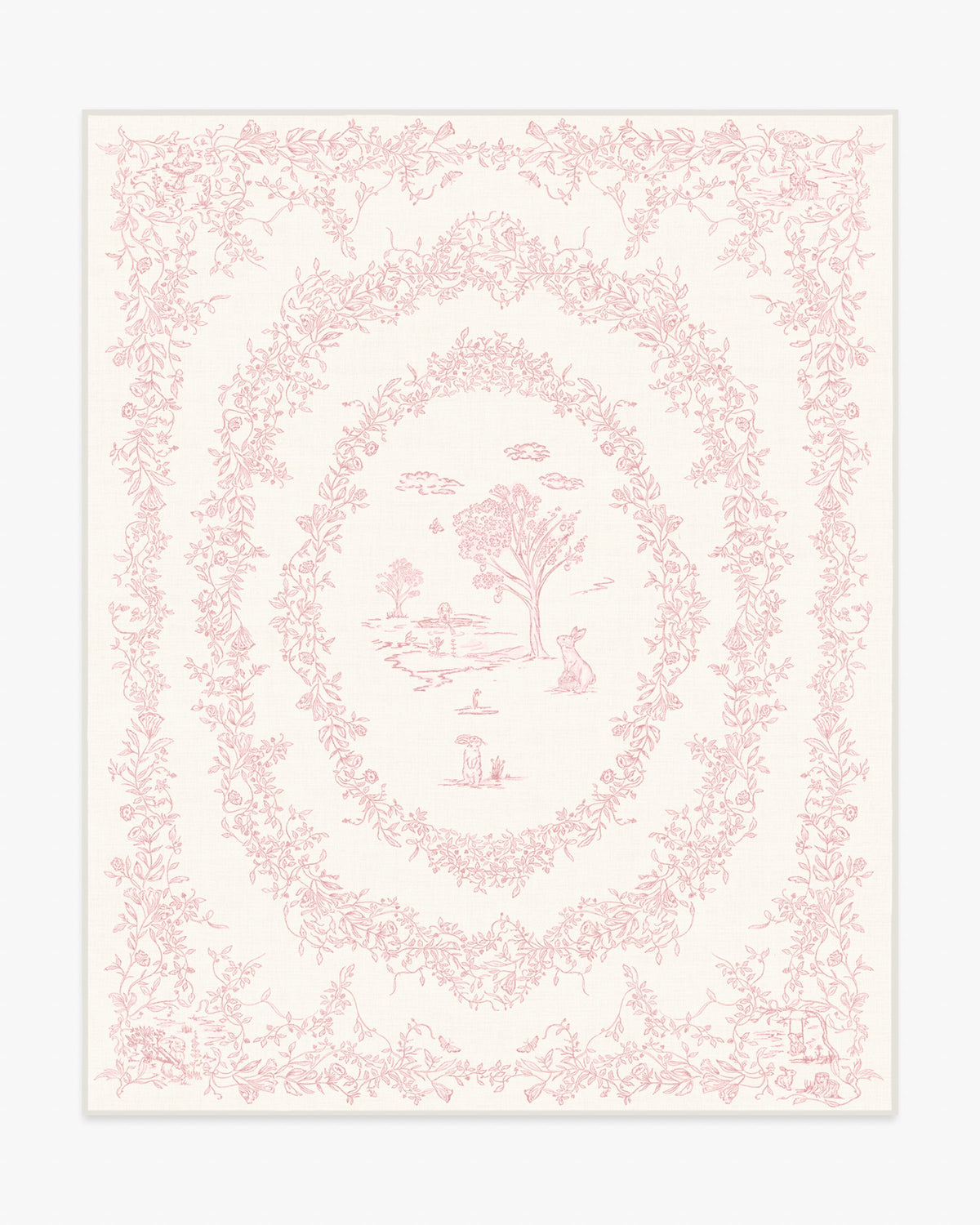 Bashful Bunny Toile — Halı, Pembe, AREA, beyaz zemin, 8x10