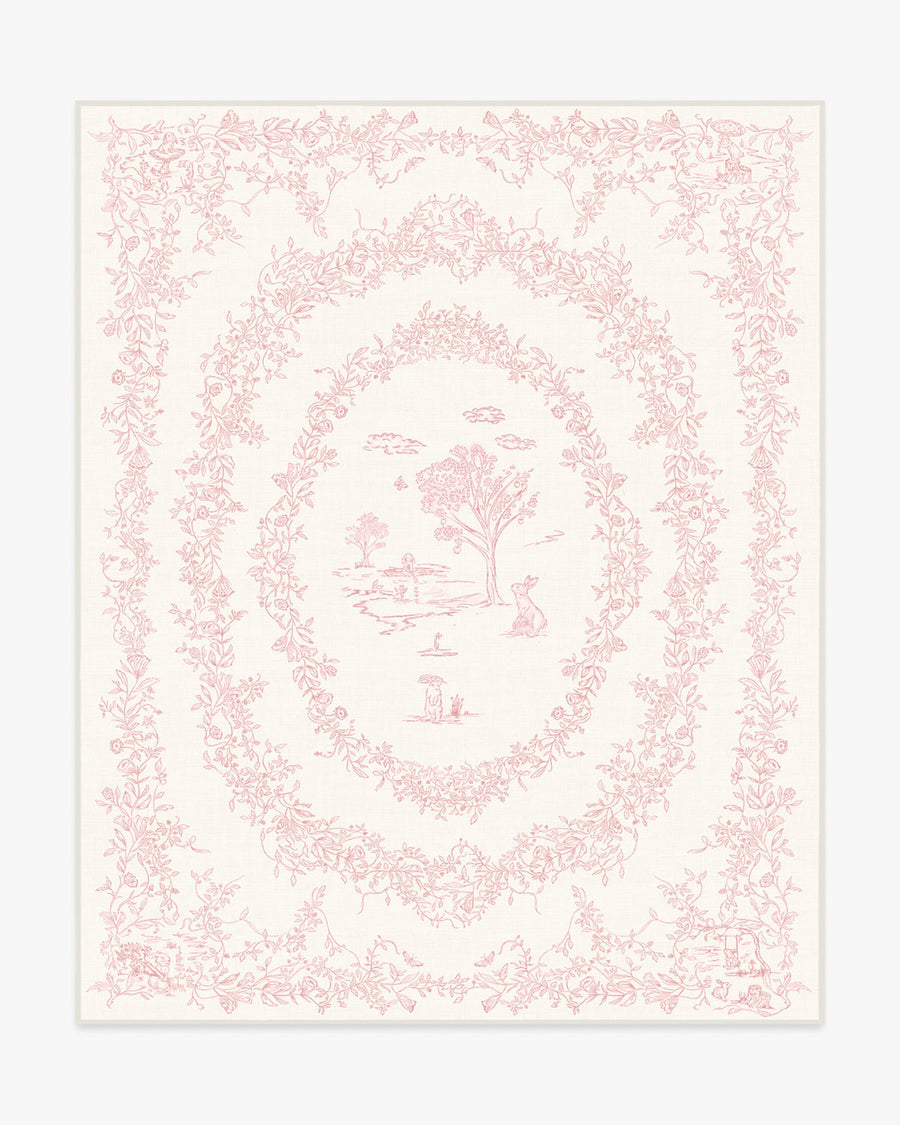 Bashful Bunny Toile — Halı, Pembe, AREA, beyaz zemin, 8x10