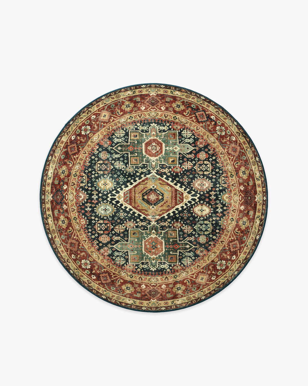 Avila — Halı, Vintage Ink Kehribar, ROUND, beyaz zemin, 6R