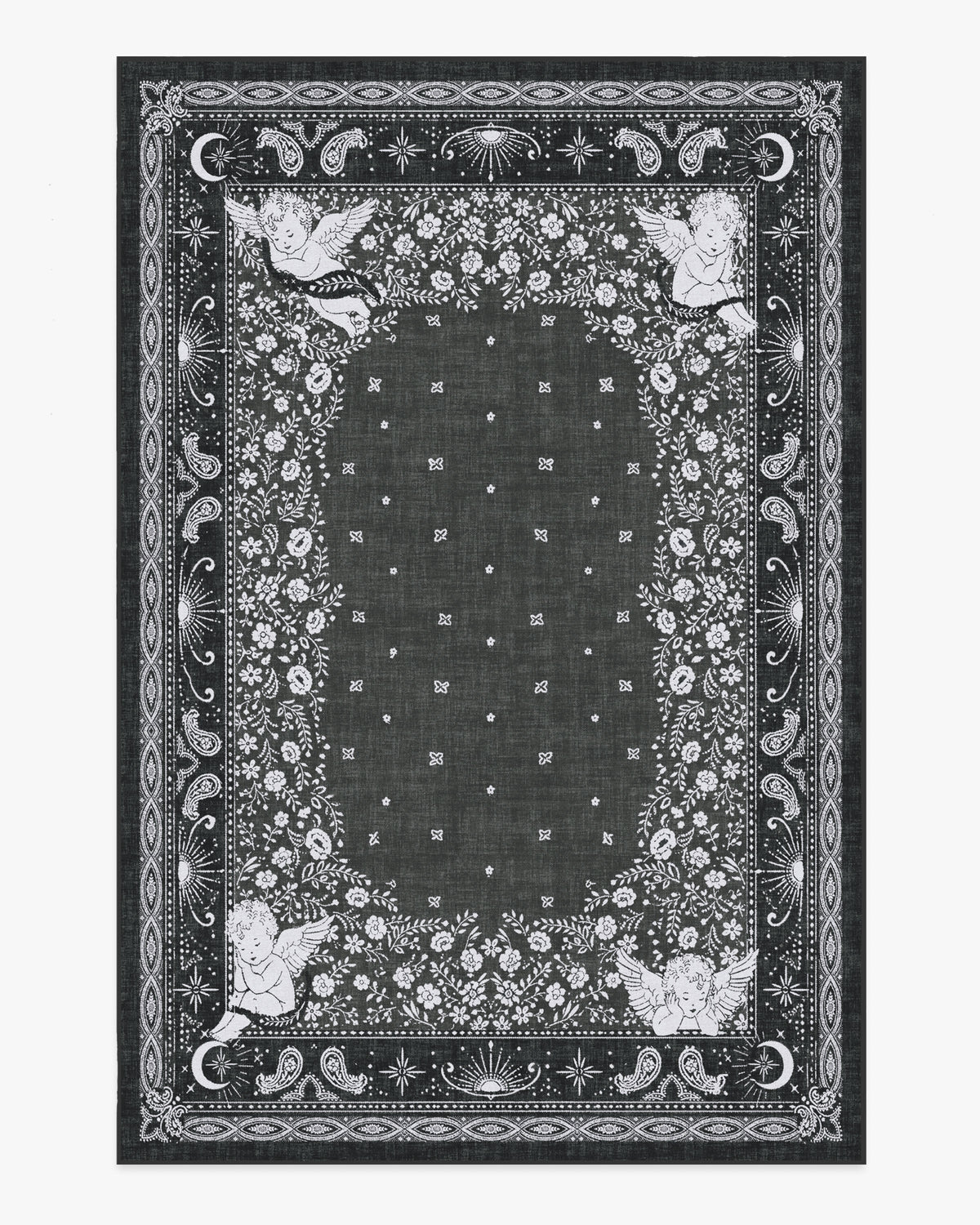 Humbertos Bandana — Halı, Yumuşak Siyah, AREA, beyaz zemin, 6x9