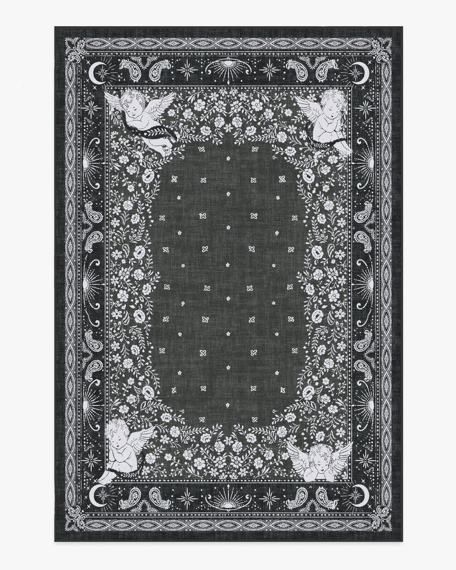 Humbertos Bandana — Halı, Yumuşak Siyah, AREA, beyaz zemin, 6x9