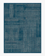 Linear Oasis — Halı, Mavi, AREA, beyaz zemin, 9x12