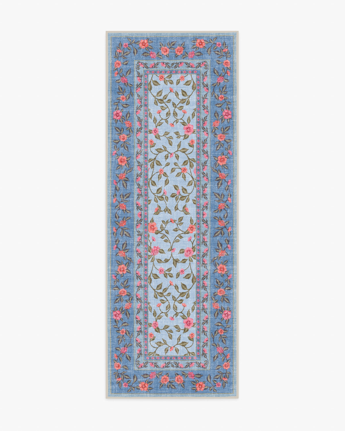Della — Halı, Soft Mavi Mercan, RUNNER, beyaz zemin, 2x7