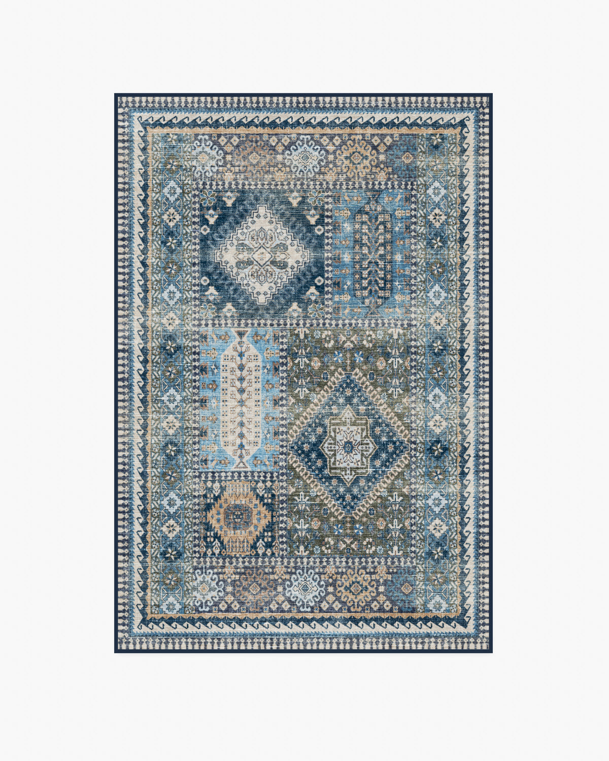 Rumi — Halı, Mavi, AREA, beyaz zemin, 4x6