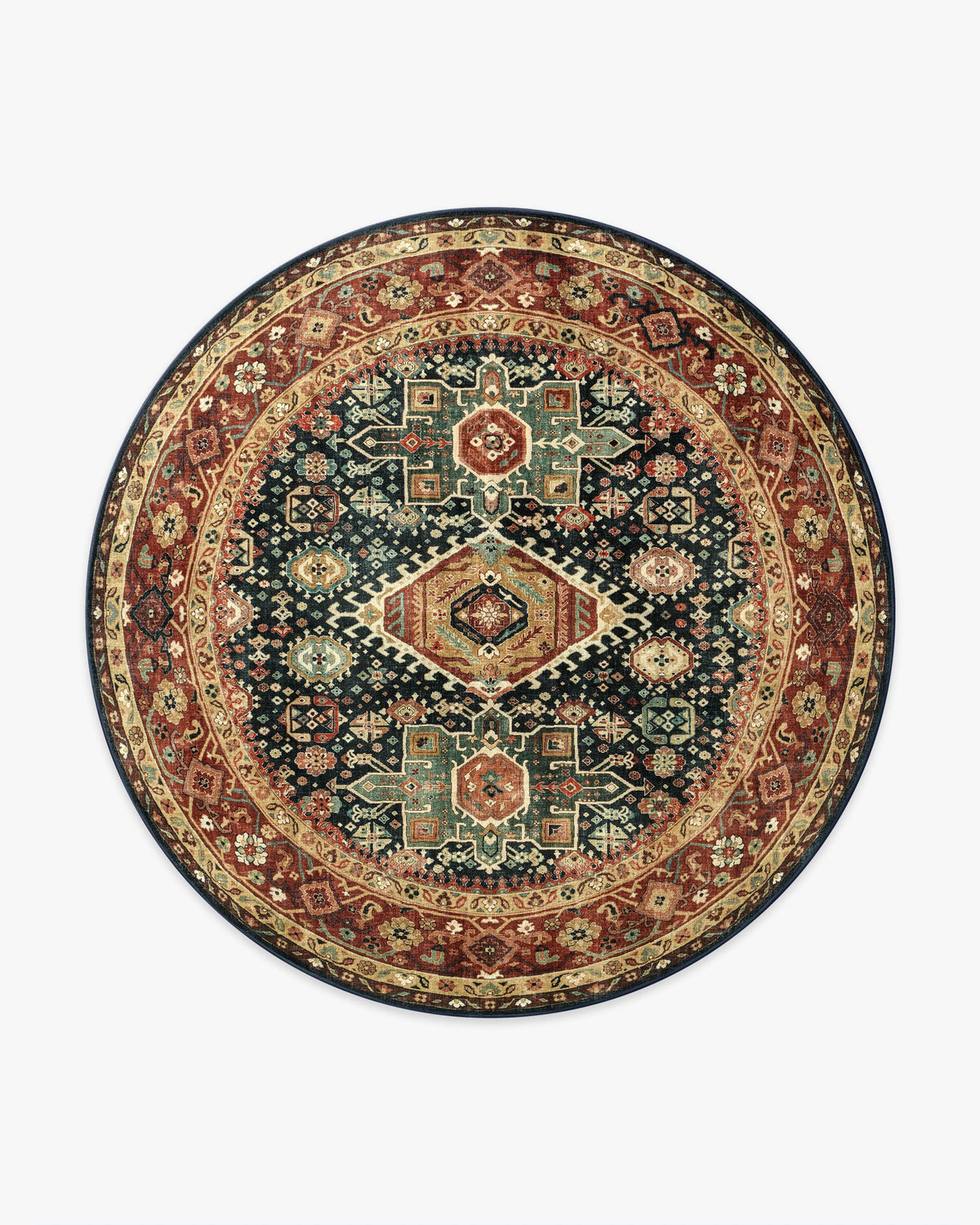 Avila — Halı, Vintage Ink Kehribar, ROUND, beyaz zemin, 8R