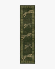 Leaping Cheetah — Halı, Zeytin Yeşili, RUNNER, beyaz zemin, 2x10