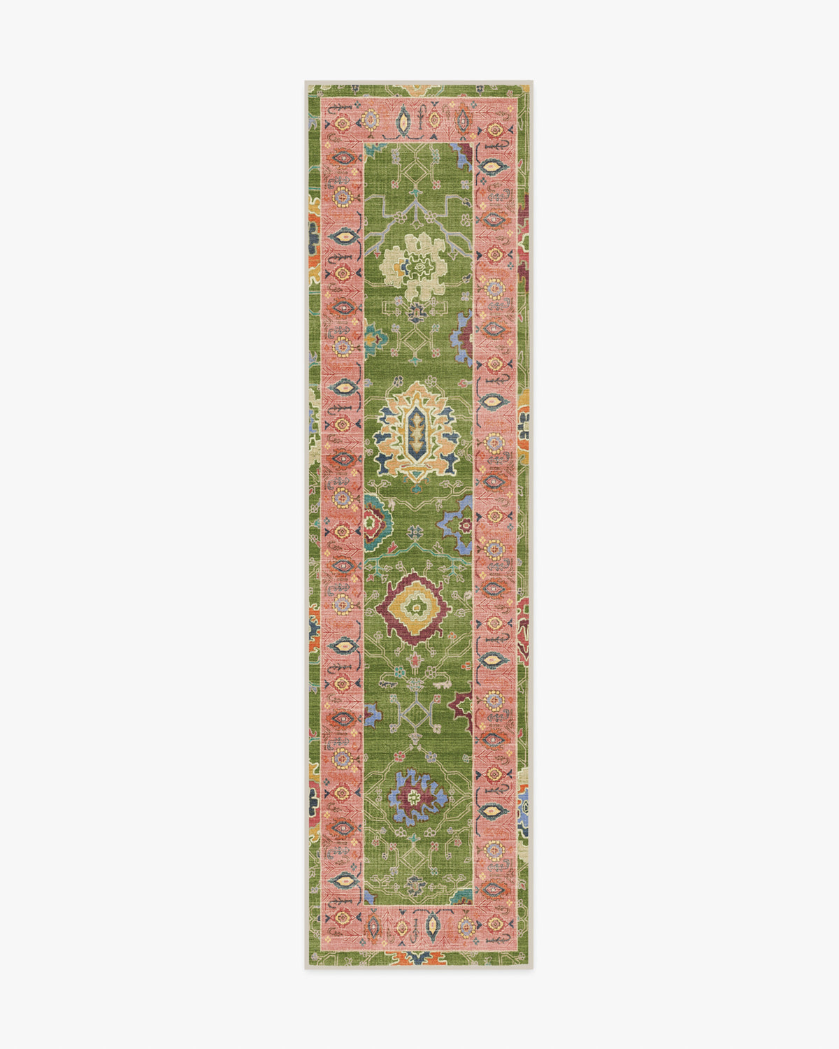 Mehr — Halı, Yeşil Soft Pembe, RUNNER, beyaz zemin, 2x10