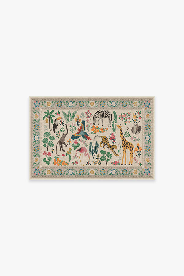 Jingle Jungle — Halı, Kahverengi, AREA, beyaz zemin, 2x3
