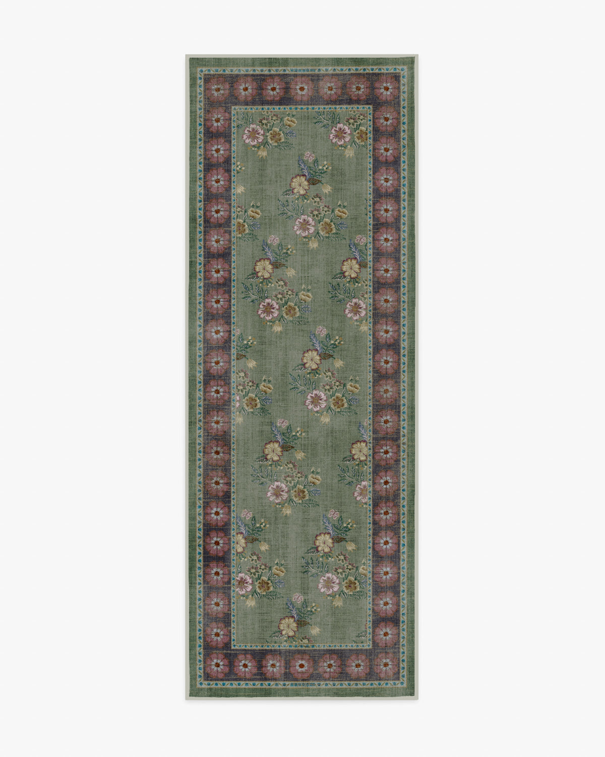 Pennywood — Halı, Yeşil Pembe, RUNNER, beyaz zemin, 2x7
