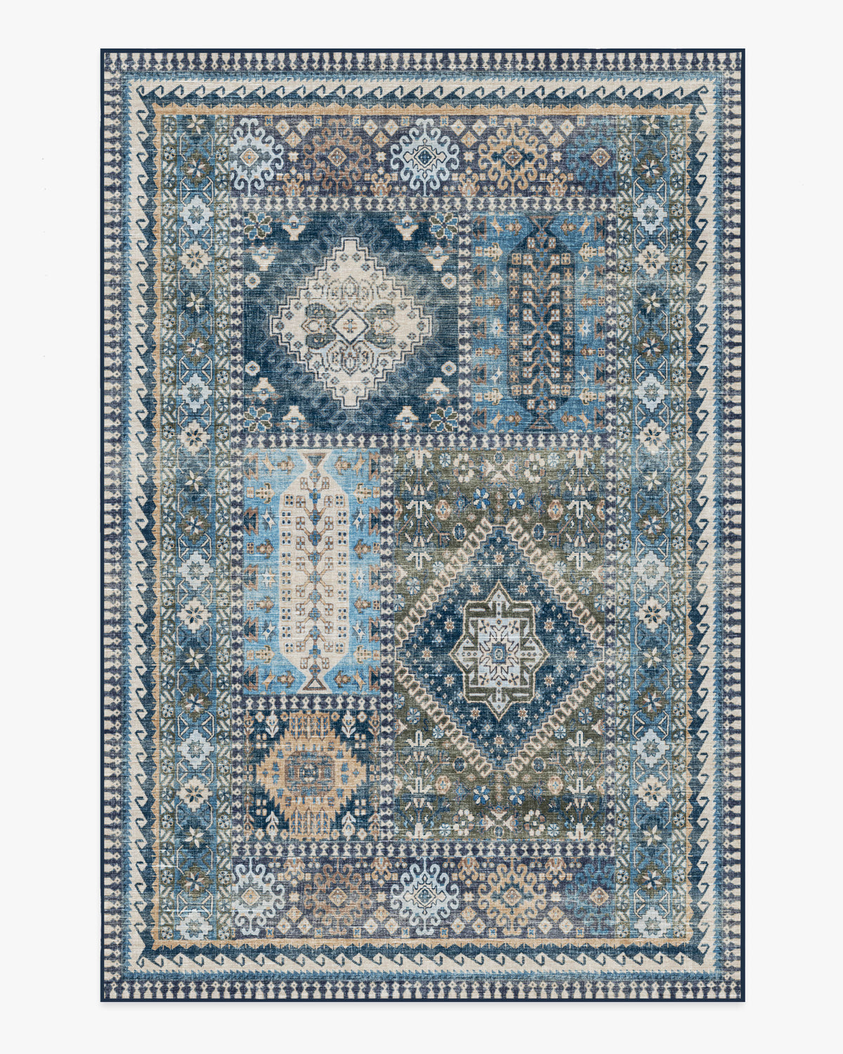 Rumi — Halı, Mavi, AREA, beyaz zemin, 6x9