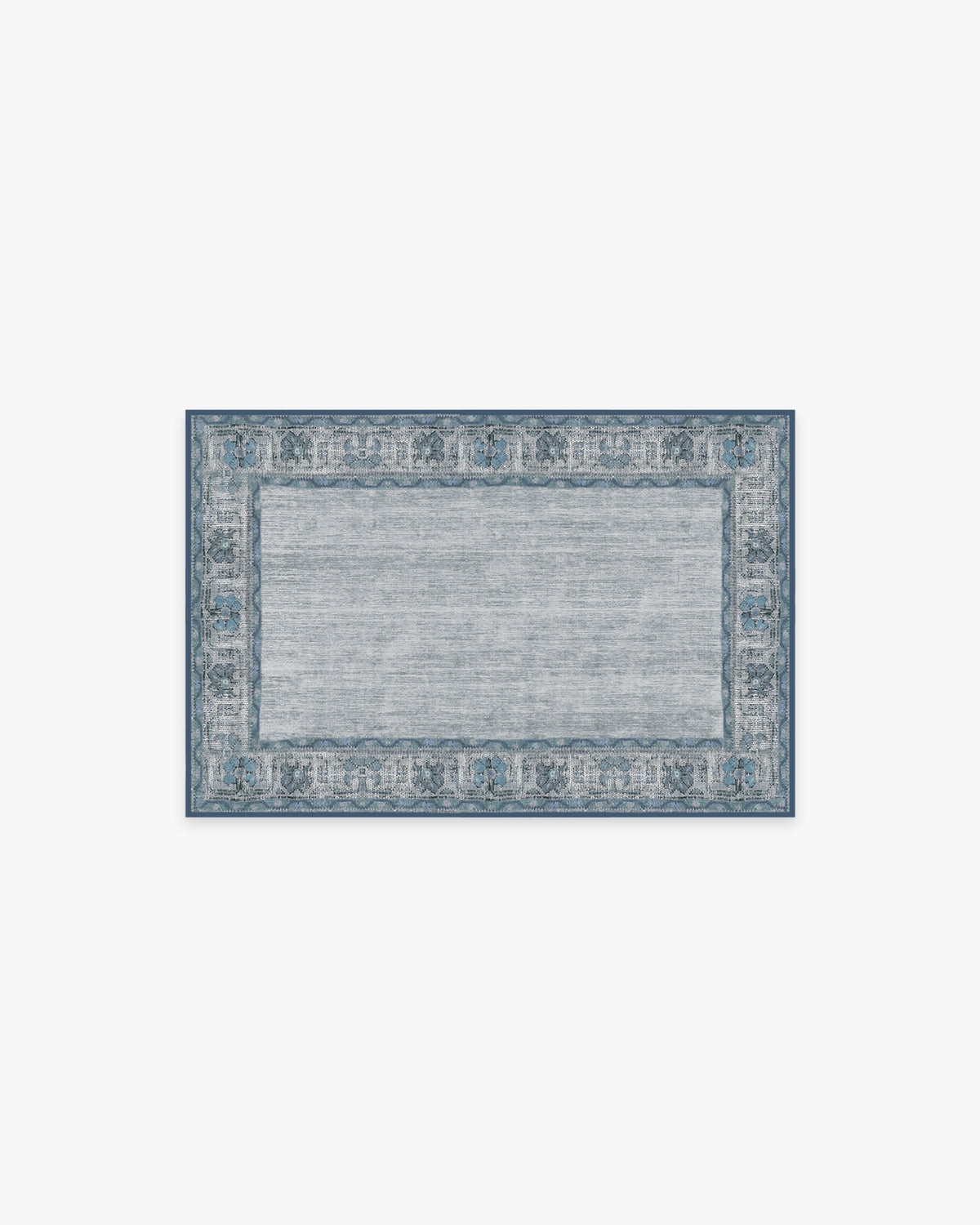Vintage Daisy Bordered — Halı, Mavi, AREA, beyaz zemin, 2x3