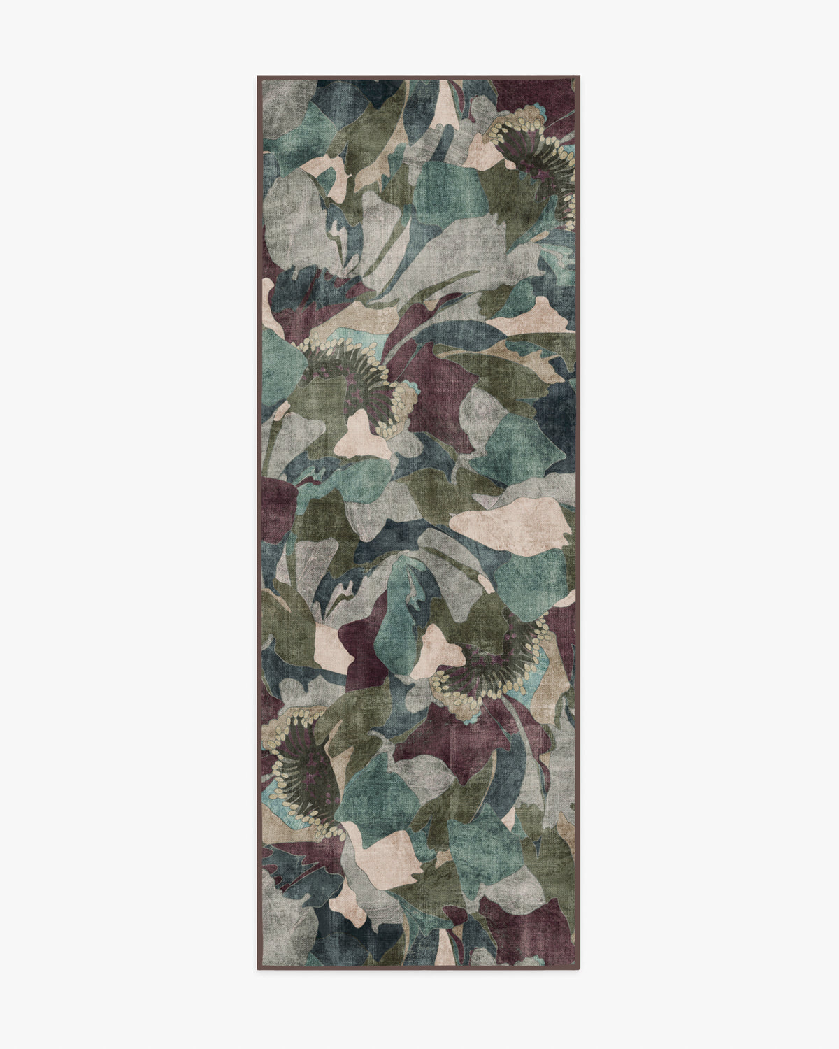 Peony Promenade — Halı, Aubergine, RUNNER, beyaz zemin, 2x7